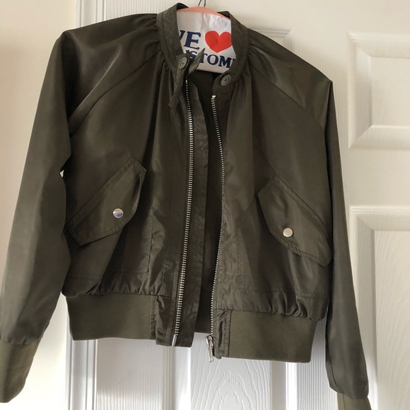 Free People army green bomber jacket - Picture 2 of 4